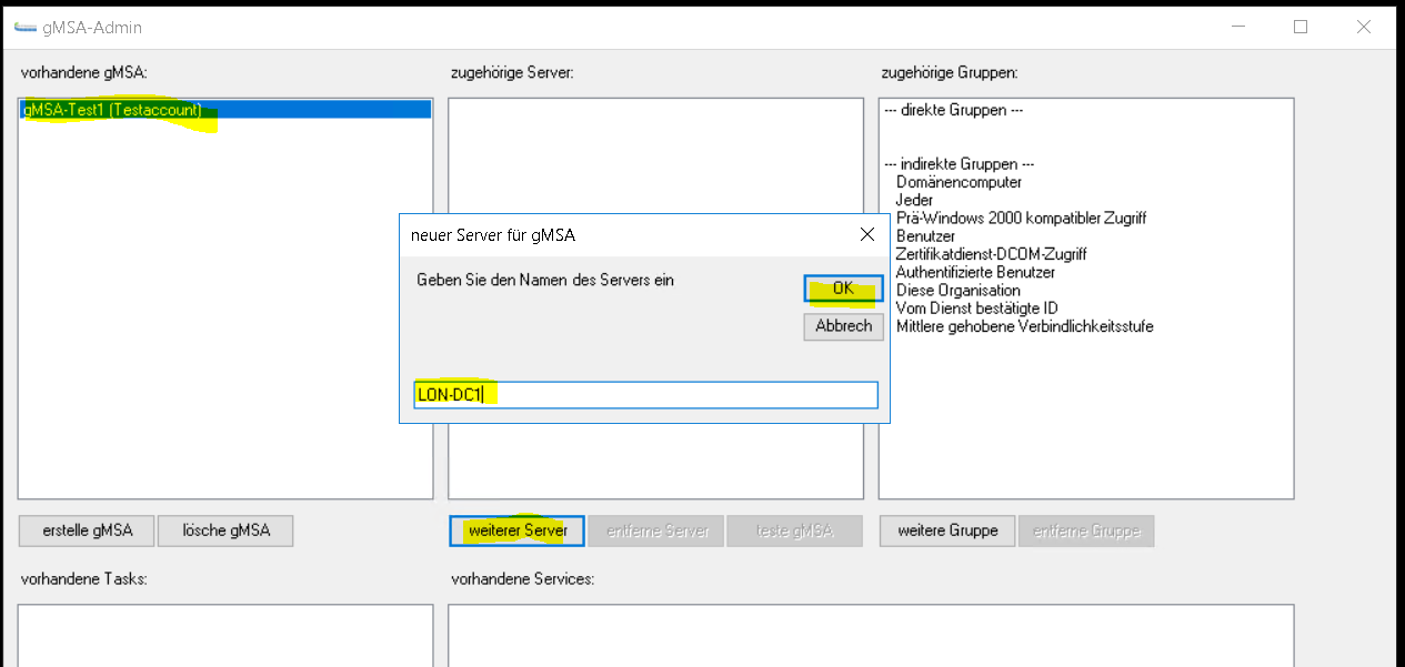 Group Managed Service Accounts mit einer GUI steuern: gMSA-Admin
