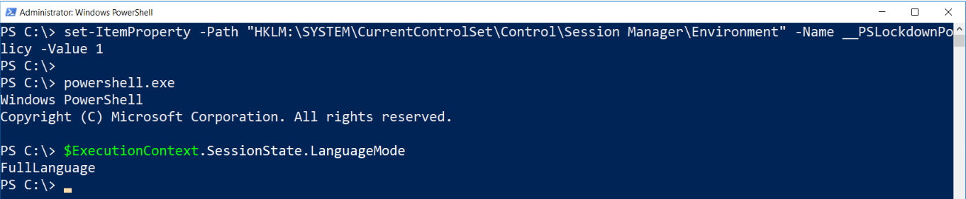 PS-Security &#8211; PowerShell Constrained Language Mode (PSLockDown)