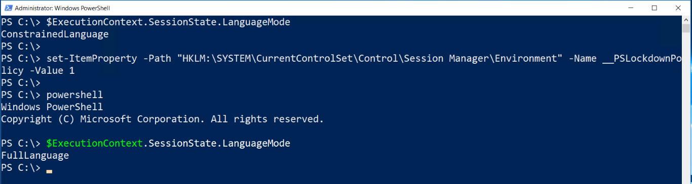 PS-Security &#8211; PowerShell Constrained Language Mode (PSLockDown)