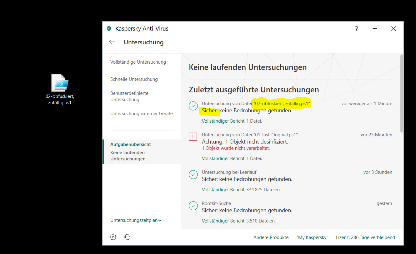 Die Mutation eines Schadcodes (mimikatz) vs. Windows 10 v1903