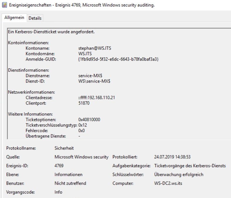 Aktivierung von Kerberos im Exchange Server 2016/2019