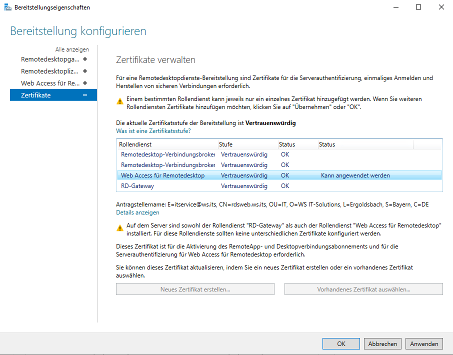 Serie „Migration auf Windows Server 2019“ – Installation eines HTML5-RDS-Servers (WS-RDS1)