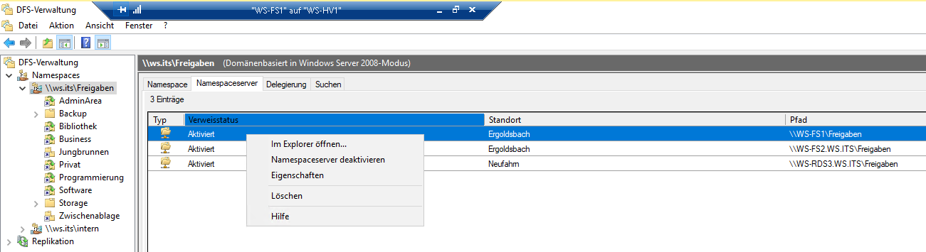 Serie „Migration auf Windows Server 2019“ – Migration der File- und Printserver mit DFSR und DFSN (WS-FS1 &#038; WS-FS2)