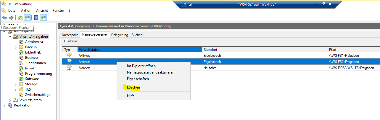 Serie „Migration auf Windows Server 2019“ – Migration der File- und Printserver mit DFSR und DFSN (WS-FS1 &#038; WS-FS2)