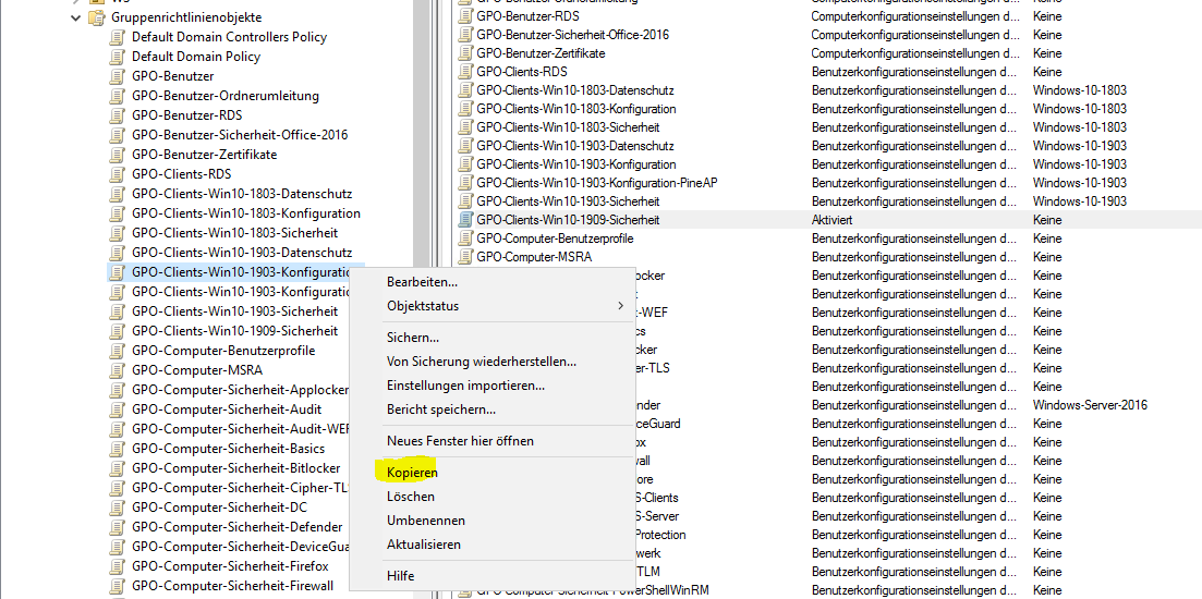 moderne GPO Versionierung am Beispiel von Windows 10 v1909