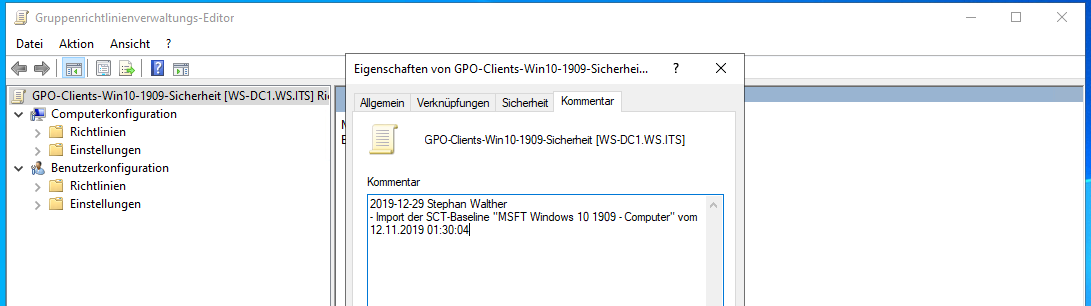 moderne GPO Versionierung am Beispiel von Windows 10 v1909