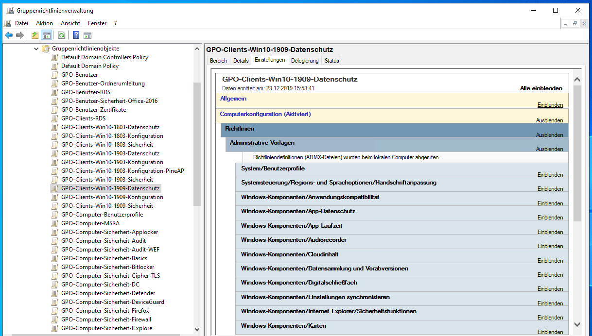 moderne GPO Versionierung am Beispiel von Windows 10 v1909