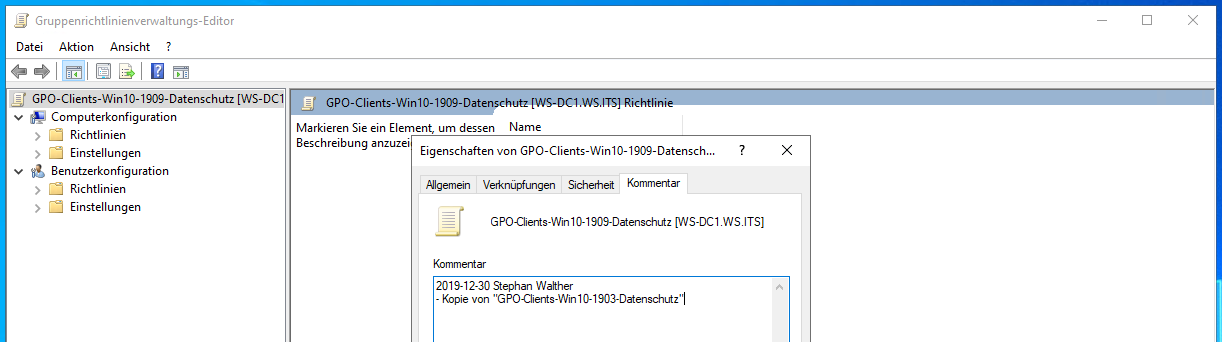 moderne GPO Versionierung am Beispiel von Windows 10 v1909