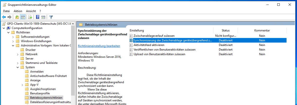 moderne GPO Versionierung am Beispiel von Windows 10 v1909