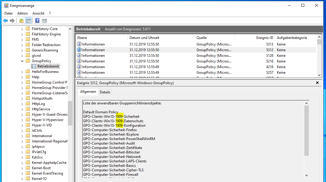 moderne GPO Versionierung am Beispiel von Windows 10 v1909
