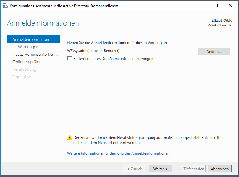 Serie „Migration auf Windows Server 2019“ – Migration des ersten Domain Controllers (WS-DC1)