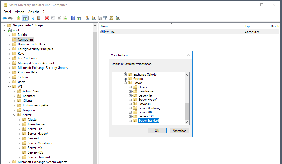 Serie „Migration auf Windows Server 2019“ – Migration des ersten Domain Controllers (WS-DC1)