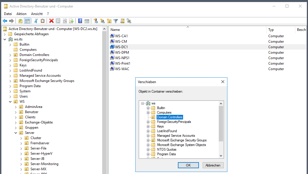 Serie „Migration auf Windows Server 2019“ – Migration des ersten Domain Controllers (WS-DC1)