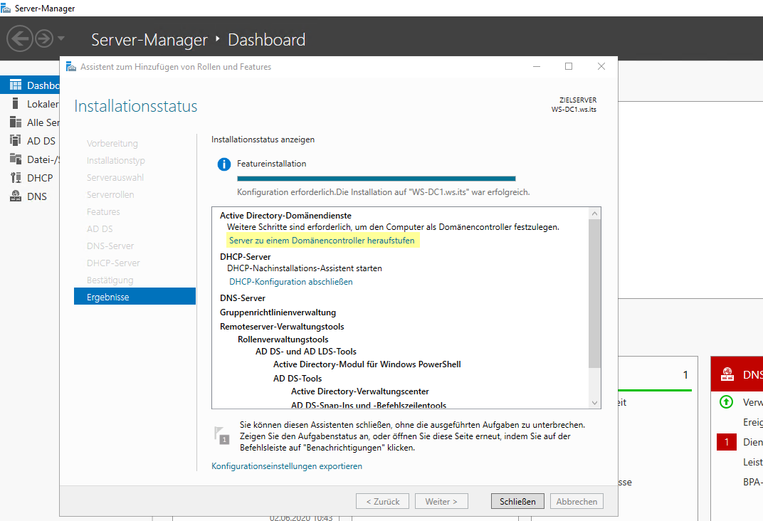 Serie „Migration auf Windows Server 2019“ – Migration des ersten Domain Controllers (WS-DC1)