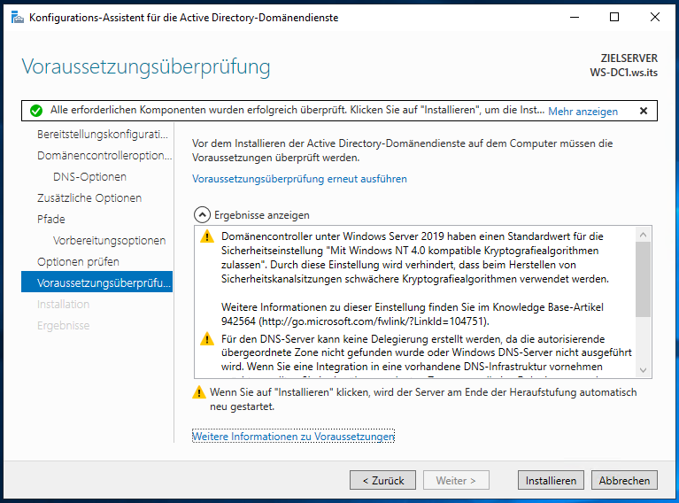 Serie „Migration auf Windows Server 2019“ – Migration des ersten Domain Controllers (WS-DC1)