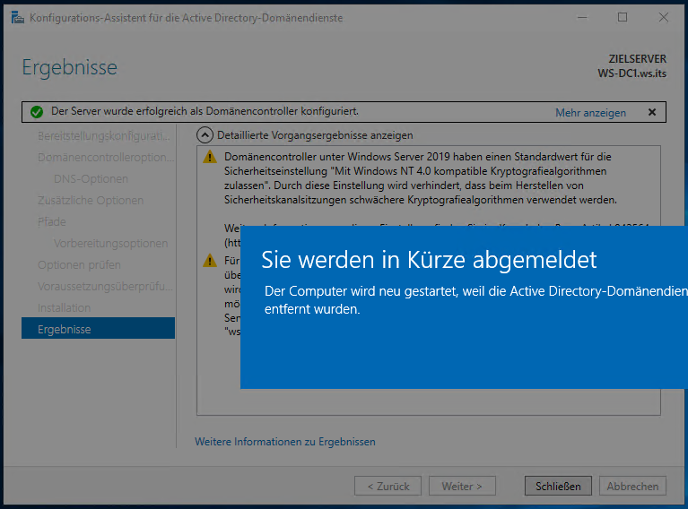 Serie „Migration auf Windows Server 2019“ – Migration des ersten Domain Controllers (WS-DC1)