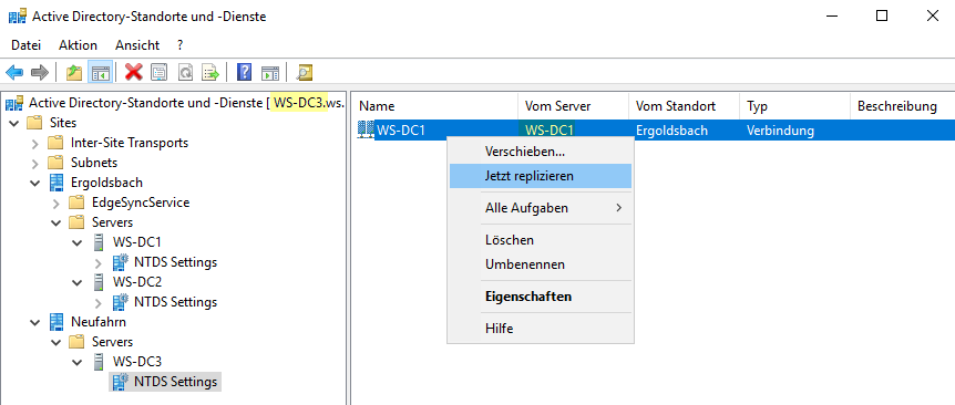 Serie „Migration auf Windows Server 2019“ – Migration des ersten Domain Controllers (WS-DC1)