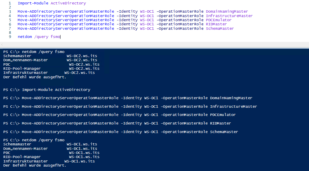 Serie „Migration auf Windows Server 2019“ – Migration des ersten Domain Controllers (WS-DC1)