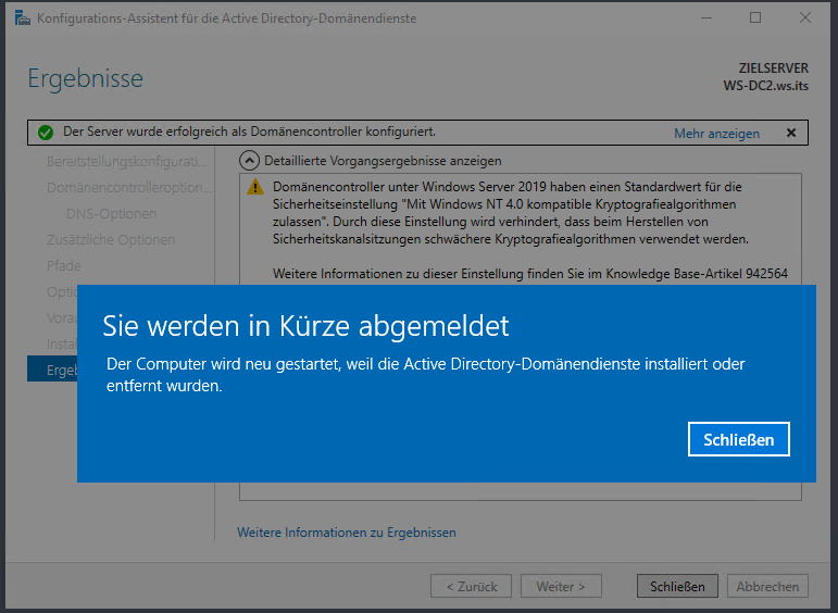 Serie „Migration auf Windows Server 2019“ – Migration des zweiten Domain Controllers (WS-DC2)