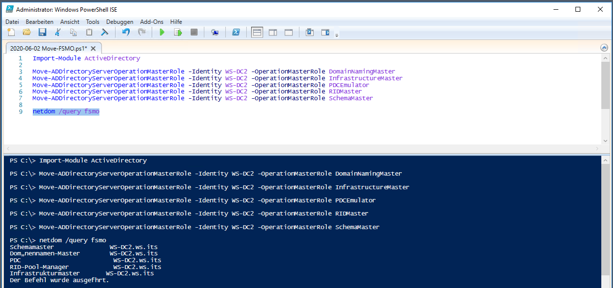 Serie „Migration auf Windows Server 2019“ – Migration des ersten Domain Controllers (WS-DC1)