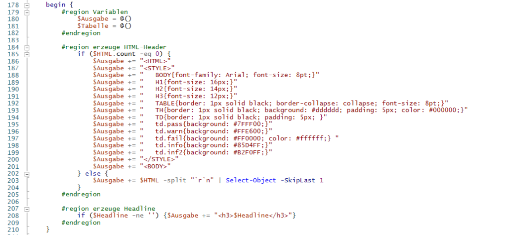 PowerShell-Funktion erstelle-HTMLReport