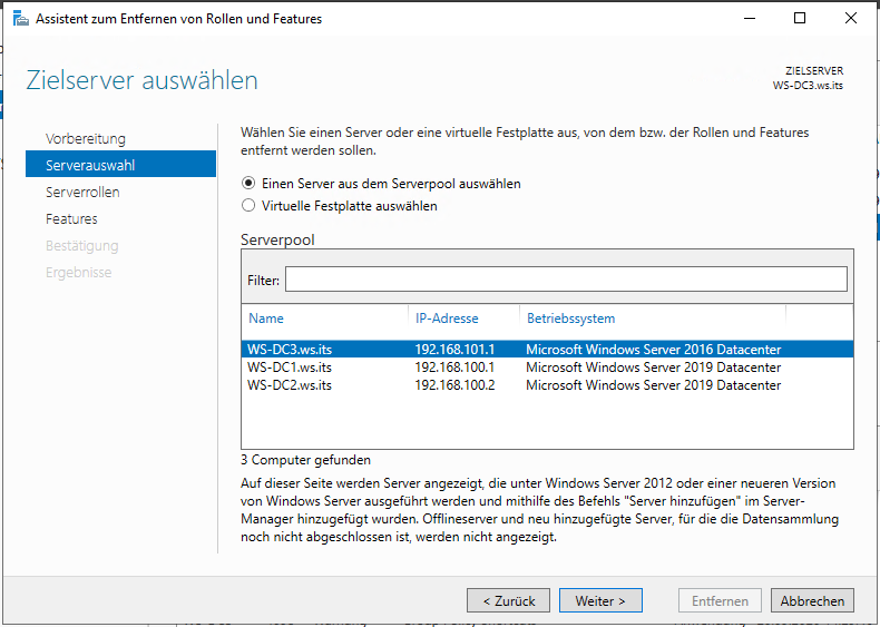 Serie „Migration auf Windows Server 2019“ – Migration des dritten Domain Controllers (WS-DC3)
