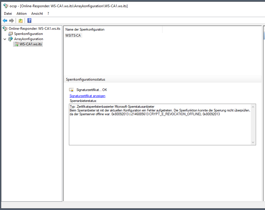 ADCS Online Responder Fehler 0x80092013