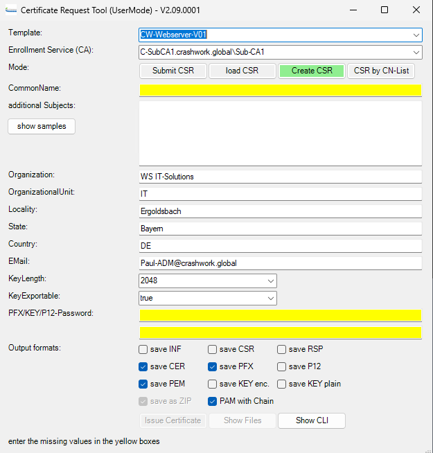 Powershell-Script „Certificate Request Tool“