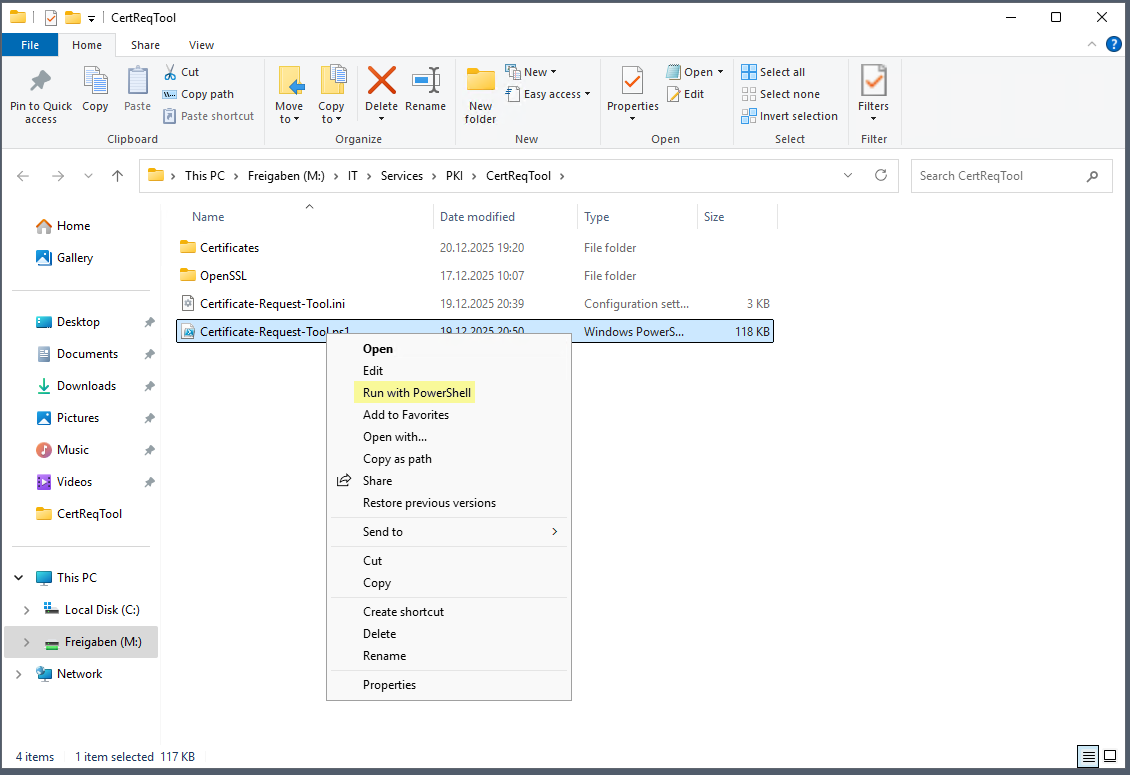 Powershell-Script „Certificate Request Tool“