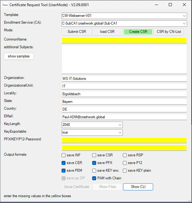Powershell-Script „Certificate Request Tool“