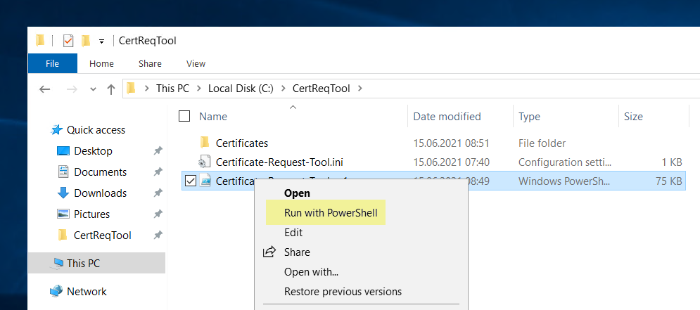 Powershell-Script &#8222;Certificate Request Tool&#8220;