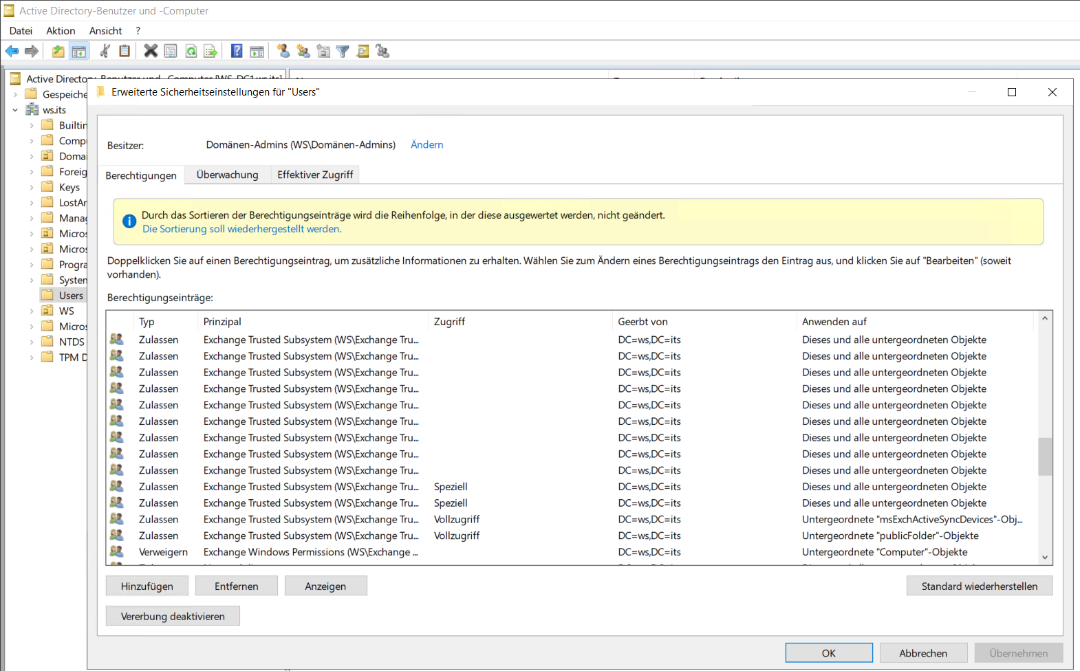 Exchange Split Permission