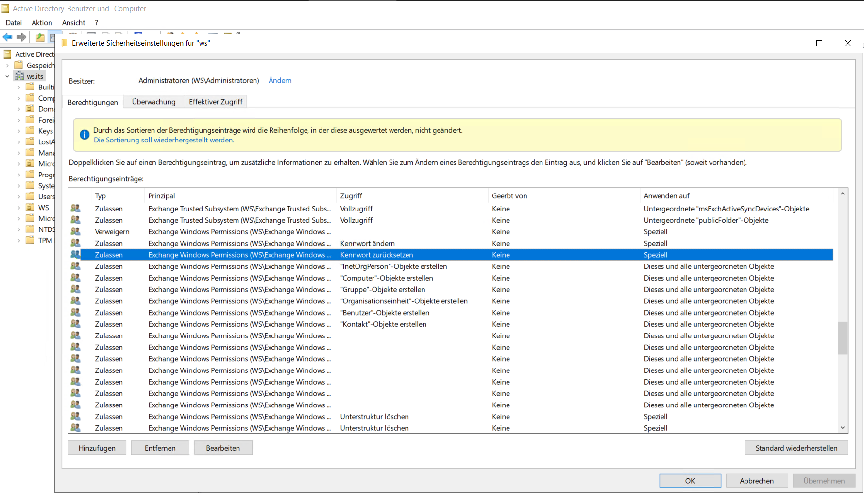 Exchange Split Permission