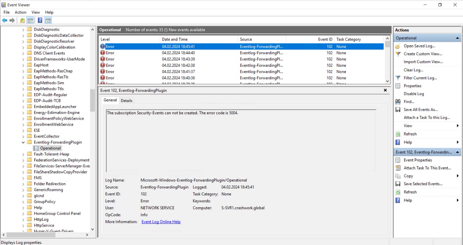 Windows Eventlog Forwarding