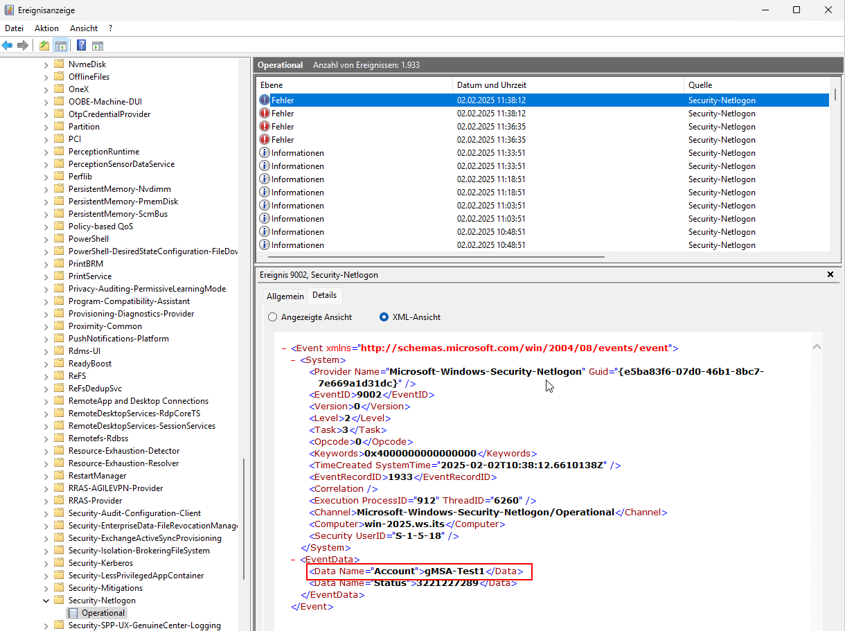 gMSA-Problem unter Windows Server 2025
