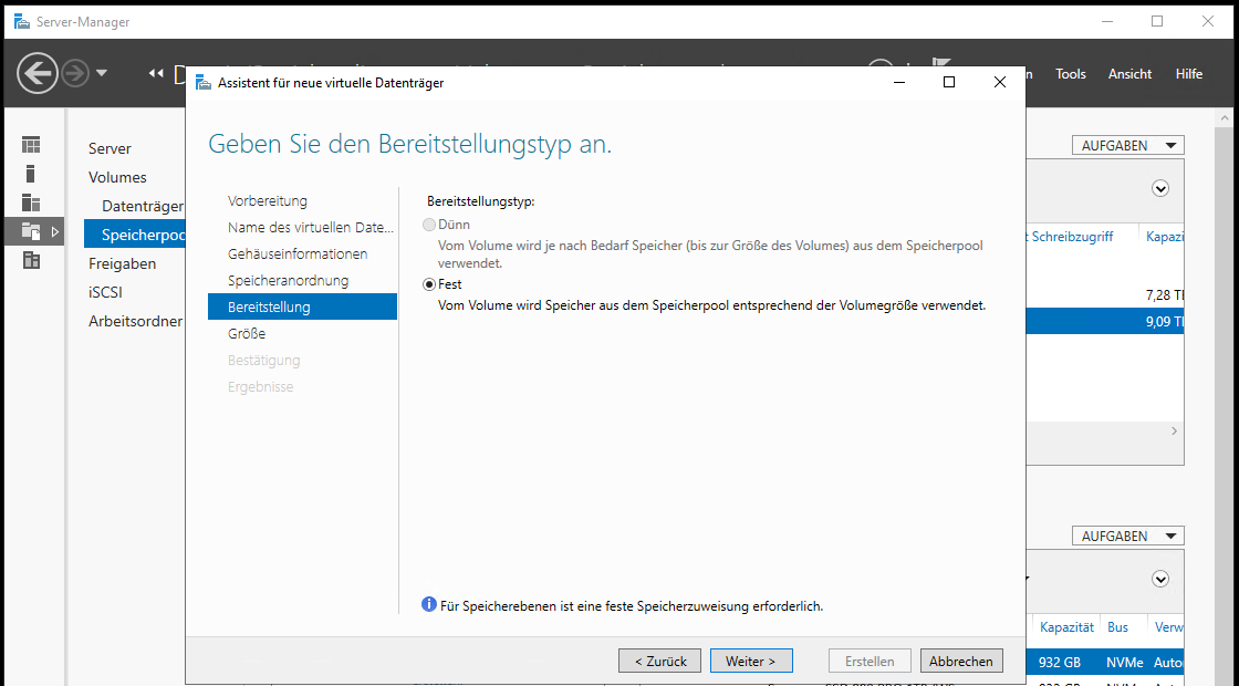 Speicherpool mit Speicherebenen unter Windows Server 2022