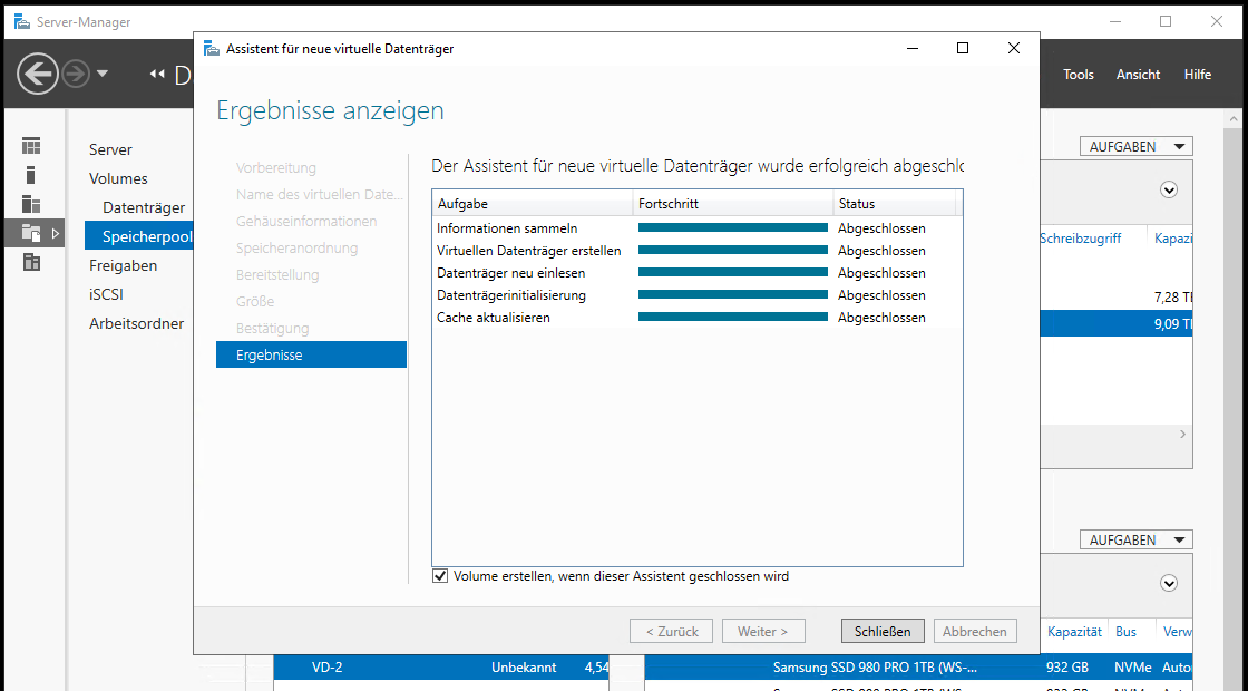 Speicherpool mit Speicherebenen unter Windows Server 2022