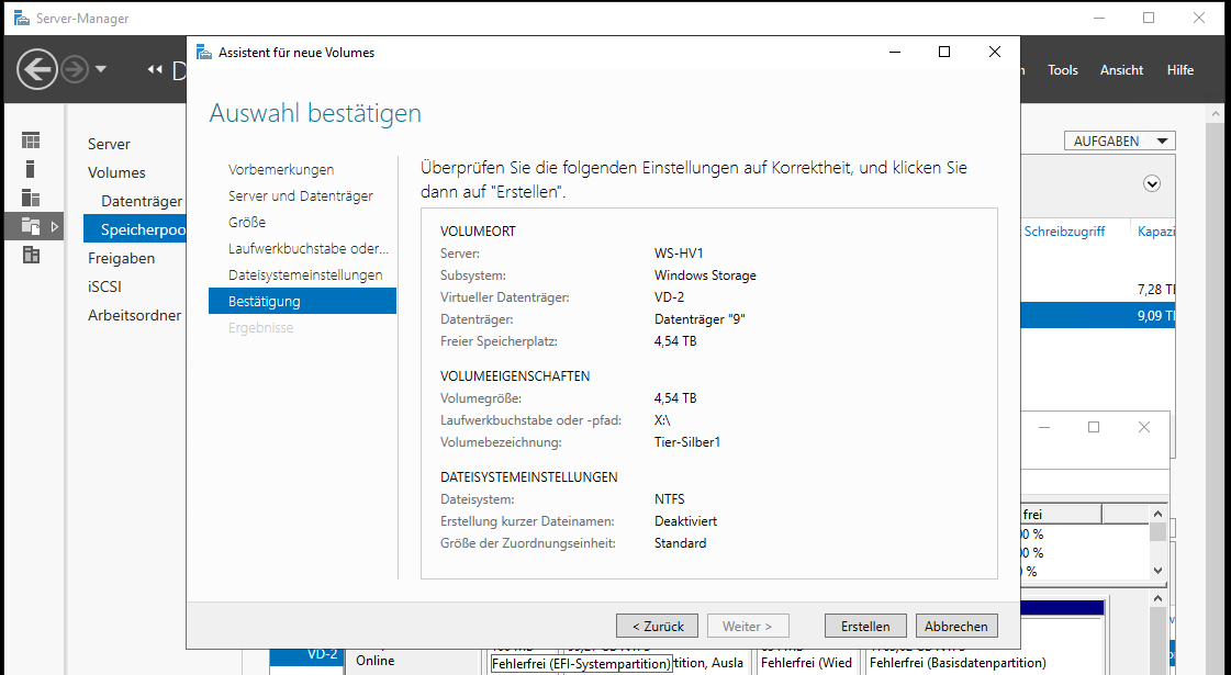 Speicherpool mit Speicherebenen unter Windows Server 2022