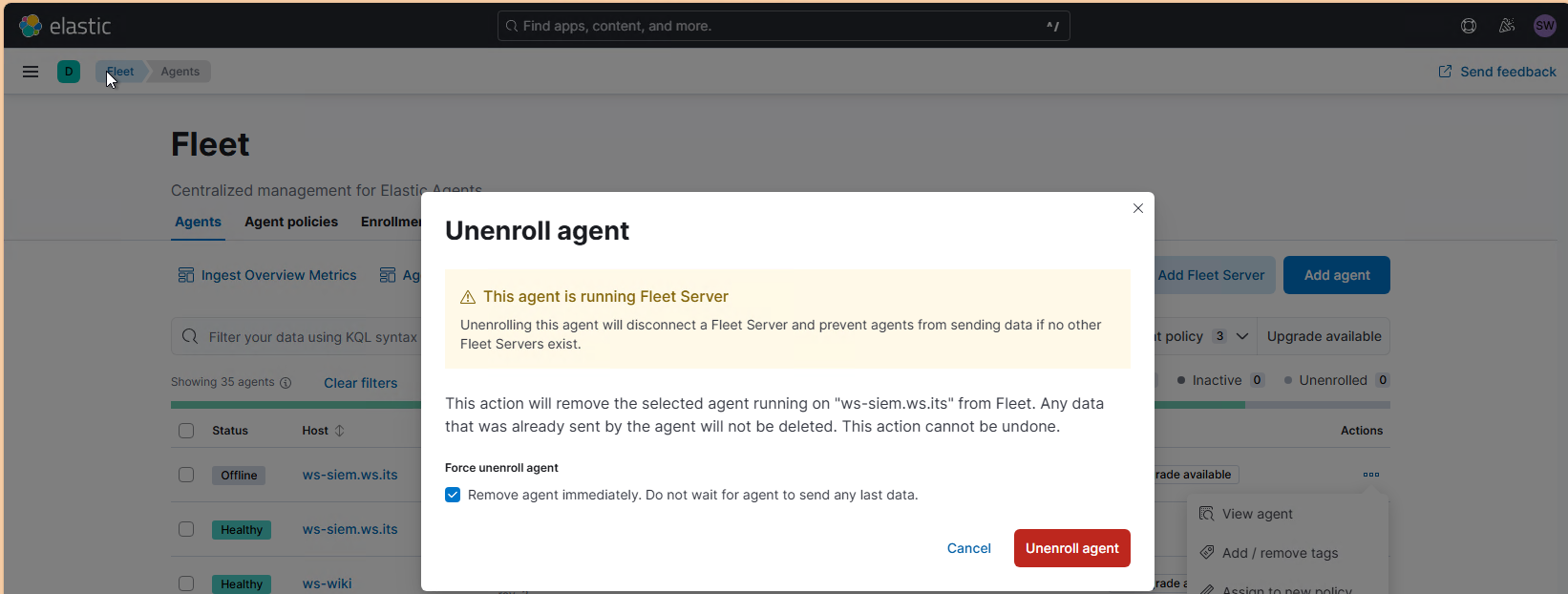 Elastic SIEM - Update der Agents und des Servers