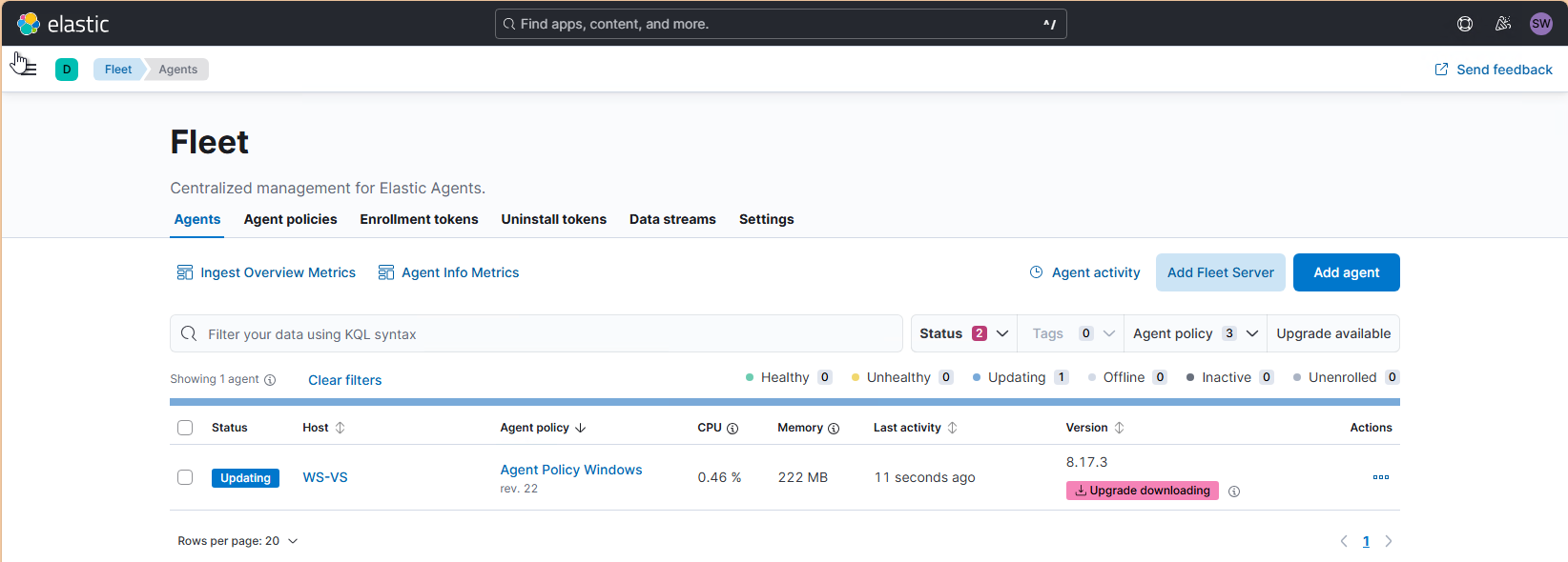 Elastic SIEM - Update der Agents und des Servers