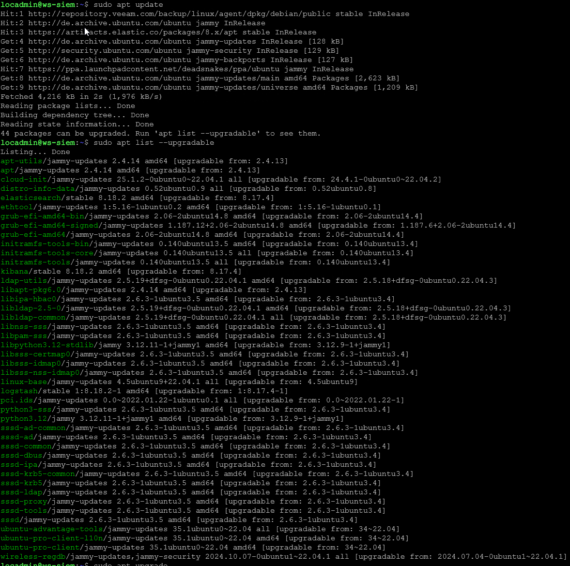 Elastic SIEM - Update der Agents und des Servers